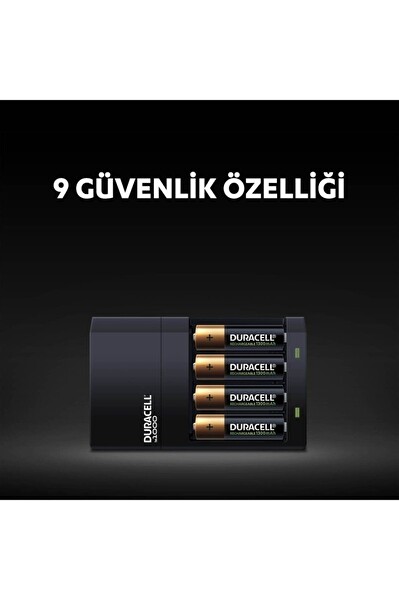 Duracell CEF14 Yüksek Hızlı Pil Şarj Cihazı - Şarj Edilebilir AA ve AAA Pil (2'şer Adet)