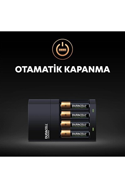 Duracell CEF14 Yüksek Hızlı Pil Şarj Cihazı - Şarj Edilebilir AA ve AAA Pil (2'şer Adet)
