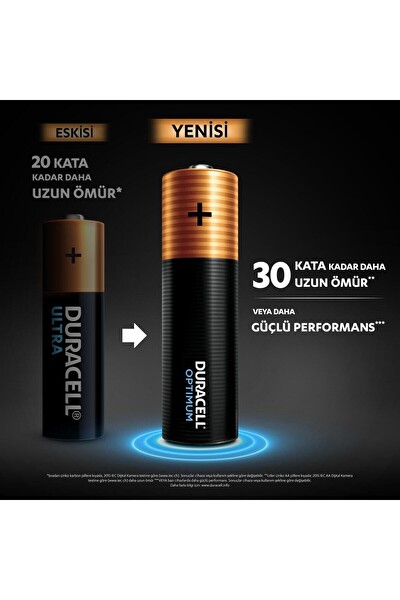Duracell Optimum 1.5V LR6 MX1500 AA Alkalin 4'lü Paket Kalem Pil