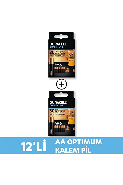 Duracell LR6 MN1500 1.5V 12’li Paket Optimum AA Alkalin Pil
