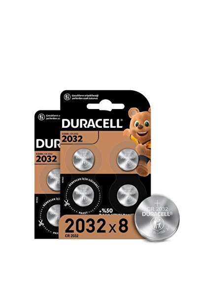 Duracell CR2032 Özel 2032 3V Lityum Düğme Pil - 8’li Paket
