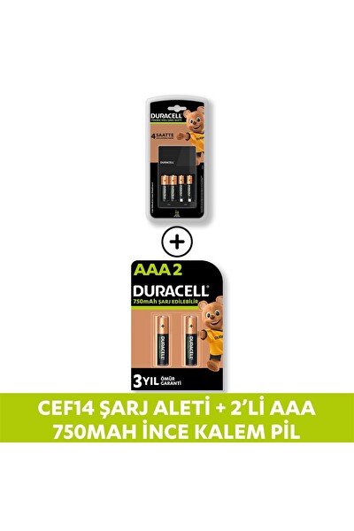 Duracell CEF 14 Şarj Aleti Ve Şarj Edilebilir AAA 750 mAh 2 Pil