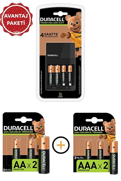 Duracell CEF 14 Pilli Şarj Cihazı Ve Şarj Edilebilir 4 Adet 750 Mah AAA ve 4 Adet 1300 MAh AA Paketi