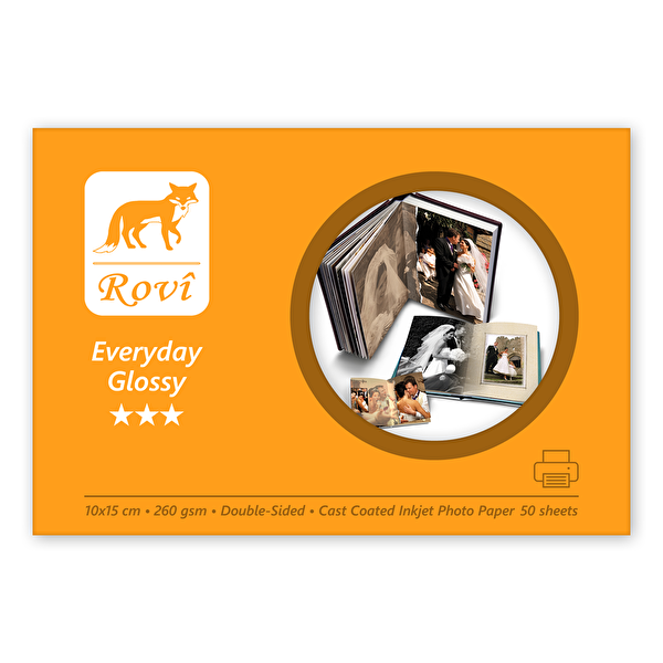 Rovi Everyday Parlak Çift Taraflı Fotoğraf Kağıdı 260GSM A4 50 Yaprak 10x15