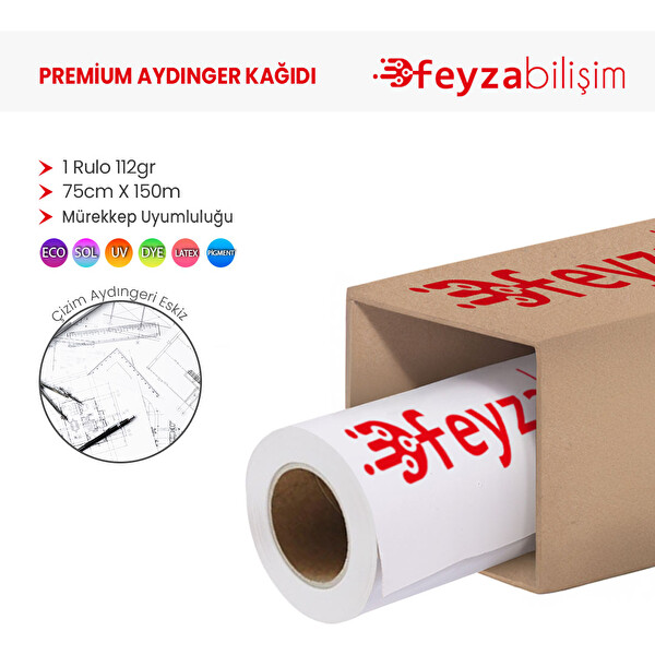 Feyza Bilişim Plankopya Ozalit Aydınger 112 GR Rulo 75 CM x 150 M 1 Rulo Çizim Kağıdı