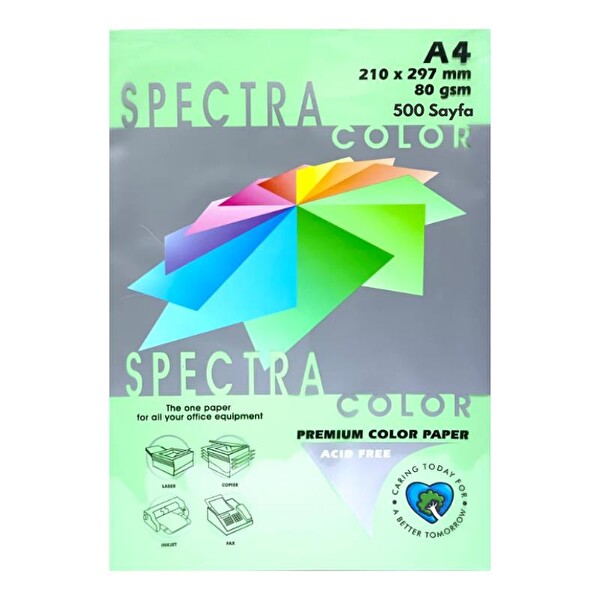 Elitrulo A4 Renkli Fotokopi Kağıdı 80 Gr 1 Paket 500 Yaprak - Açık Yeşil