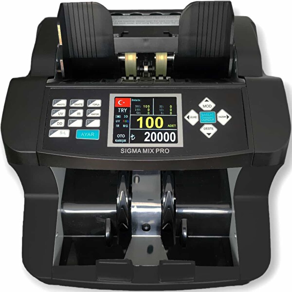 Sigma Mix Pro TL - EUR - USD - GBP - SRY Destekli Sahte Kontrollü Karışık Para Sayma Makinesi