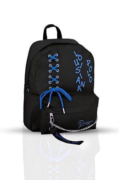 Louisiana Polo 1141 Laptop Bölmeli Siyah - Mavi Okul Çantası