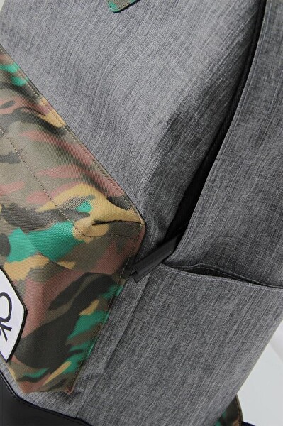 United Colors Of Benetton Gri Kamuflaj Okul Sırt Çantası