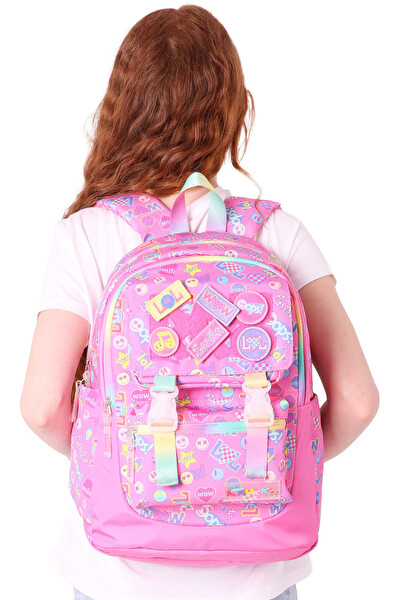 Elatae L5237 Su Geçirmez Kumaş Kız Çocuk Çok Gözlü Ortopedik Okul Sırt Çantası