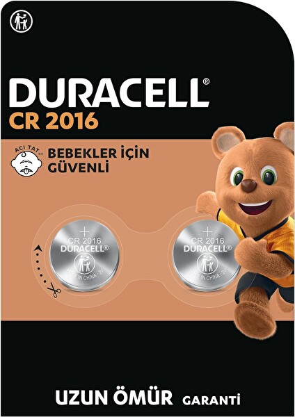 Duracell CR2016 Özel 2016 3V Lityum Düğme Pil - 2’li Paket