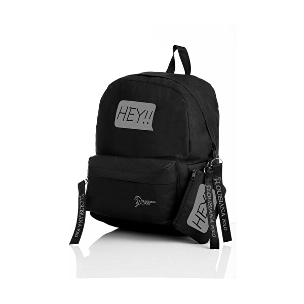 Louisiana Polo Hey!!! Laptop Bölmeli Okul Çantası Siyah Füme 1525