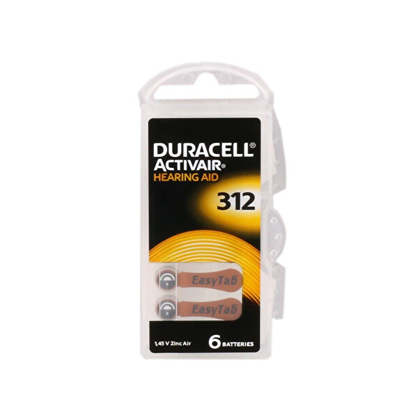 Duracell 312 Numara Düğme Kulaklık Pili İşitme Cihazı İçin 6'lı Paket