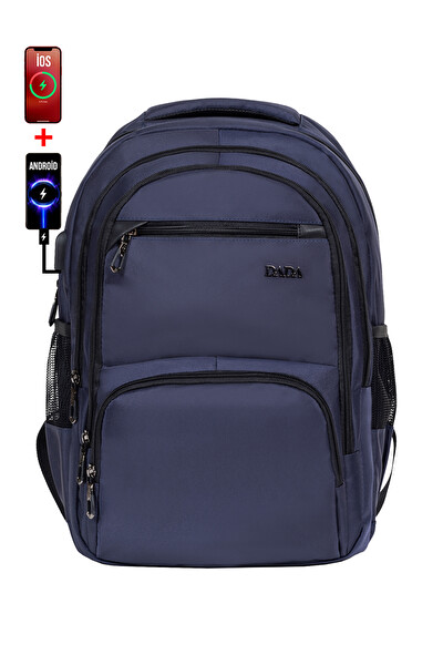 Dada Çok Bölmeli Lacivert Okul Sırt Çantası Yandan Cepli Usb Soket 15.6