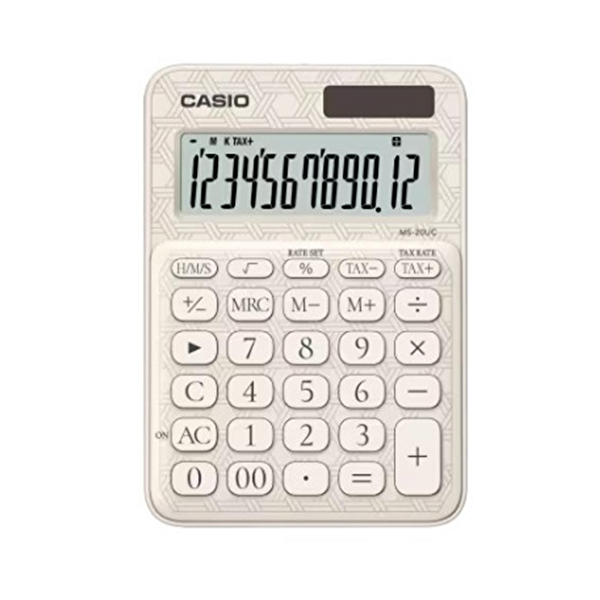 Casio MS-20UC-JWE 12 Hane Beyaz Desenli Masa Üstü Hesap Makinesi