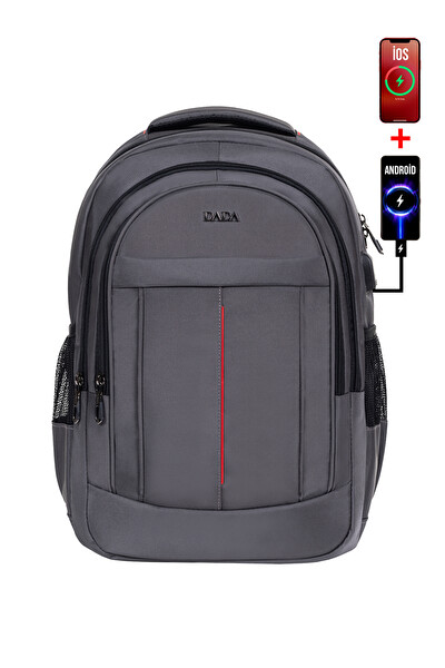Dada Geniş İç Hacim Yandan Cepli Uzun Ömürlü Gri Okul Çantası