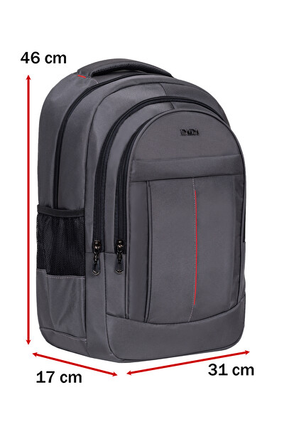 Dada Geniş İç Hacim Yandan Cepli Uzun Ömürlü Gri Okul Çantası