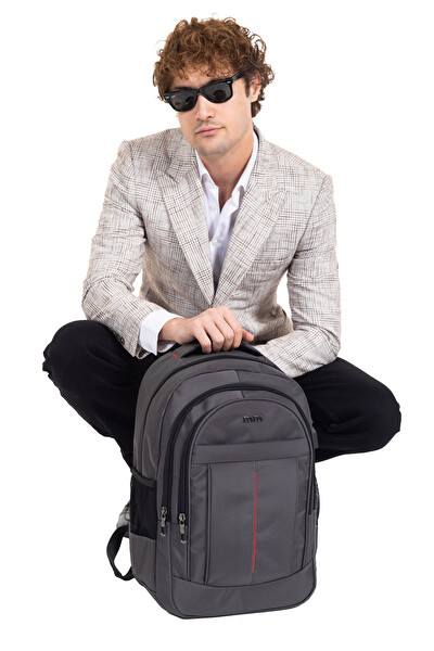 Dada Geniş İç Hacim Yandan Cepli Uzun Ömürlü Gri Okul Çantası