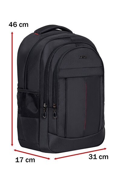 Dada Geniş İç Hacim Yandan Cepli Siyah Okul Çantası