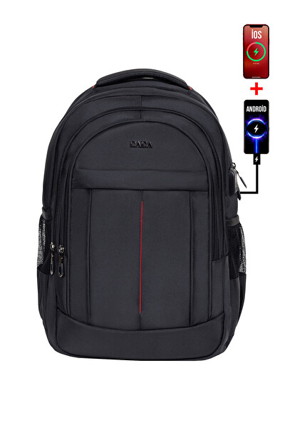 Dada Geniş İç Hacim Yandan Cepli Siyah Okul Çantası