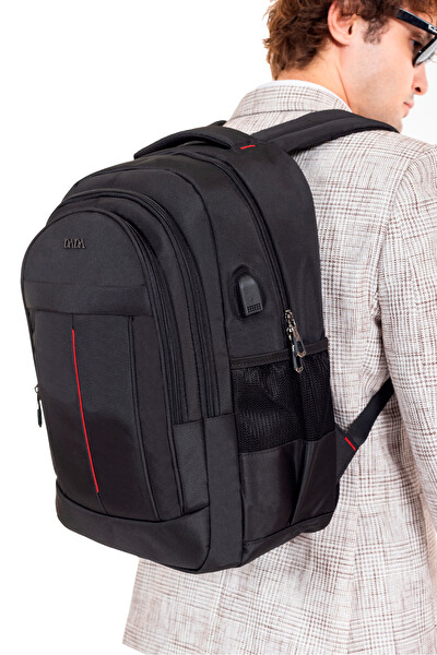 Dada Geniş İç Hacim Yandan Cepli Siyah Okul Çantası