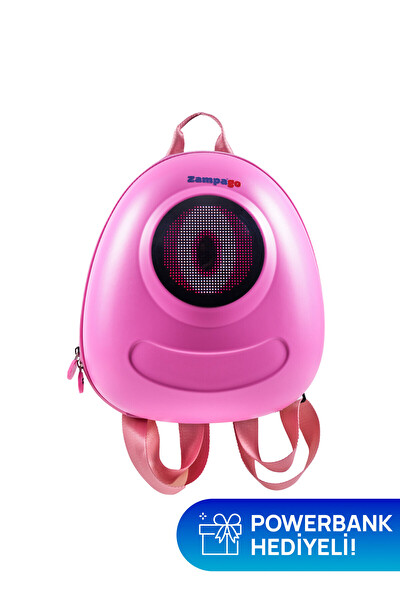 Zampago USB Şarj Girişli LED Big Eyes Akıllı Çocuk Sırt Çantası - Pembe