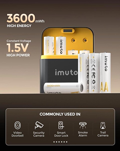 Imuto 3600 mWh AA Lityum Şarjlı 8 Yuvalı Pil Şarj Ünite Cihazı
