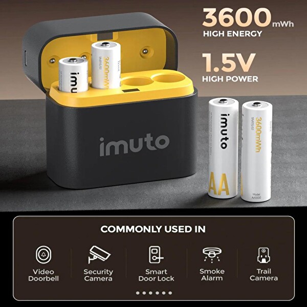 Imuto 3600 mWh AA Lityum Şarjlı 4 Yuvalı Hızlı Pil Şarj Ünite Cihazı