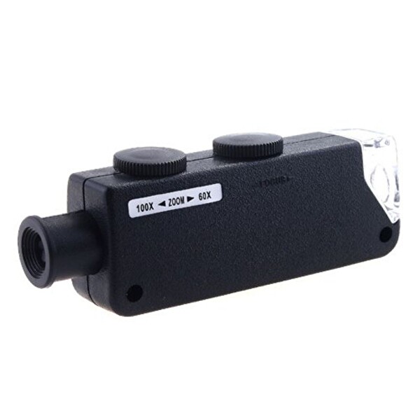 Evimdeyokyok Mini 60X 100X Zoom Lens Odak Takı Led Cep Mikroskop Büyüteç