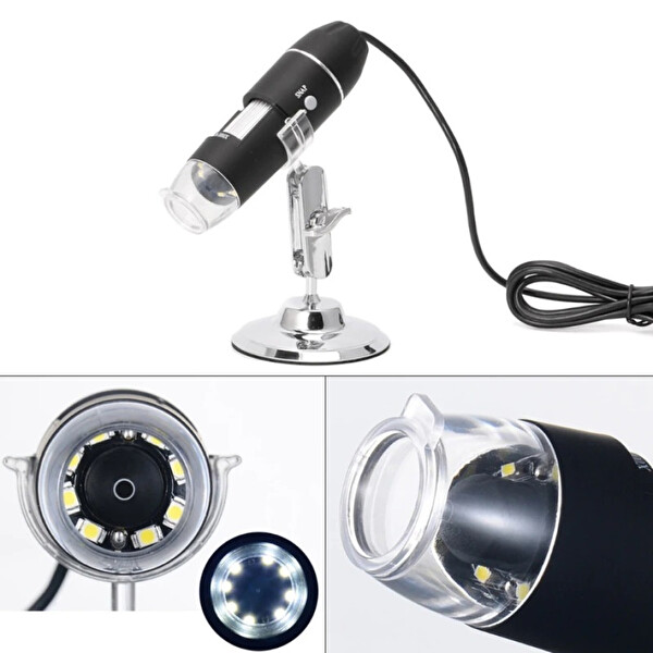 Evimdeyokyok 1600X Usb Dijital Mikroskop Kamera Endoskop 8 Led Büyüteç Metal Standı