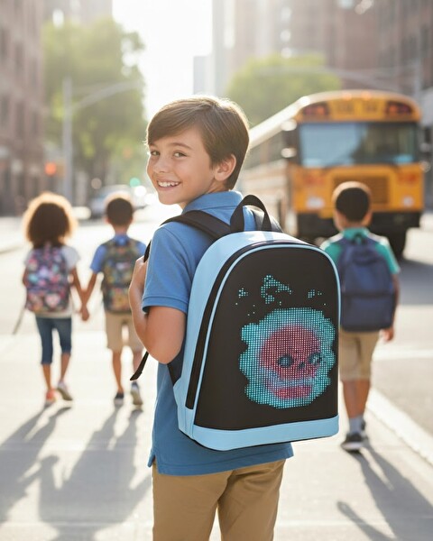 Reyo PixelBag Mini Led Çocuk Çantası Açık Mavi