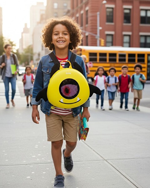 Reyo Melek Göz LED Akıllı Çocuk Çantası Sarı