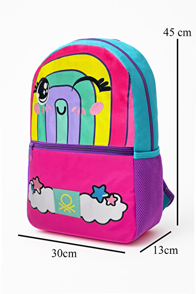 United Colors Of Benetton Gökkuşağı İlkokul Çantası Seti(Çanta - Beslenme Kutusu - Kalemlik)