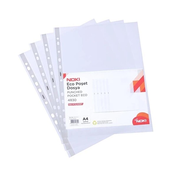 Noki Föy Dosya A4 Şeffaf Eco 40 Micron 100'lü Paket - 4830-ECO
