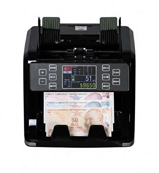Bill Counter A15 Üstten Beslemeli Banka Tipi TL-EURO Karışık Para Sayma Makinesi