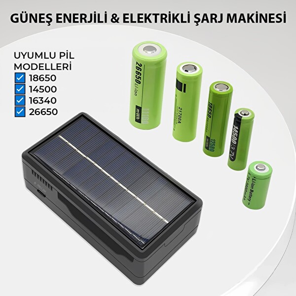 Upway Güneş Enerjili Çok Fonksiyonlu Pil Telefon Şarj Cihazı - Elektrikli ve Güneş Enerjili Şarj
