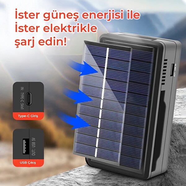 Upway Güneş Enerjili Çok Fonksiyonlu Pil Telefon Şarj Cihazı - Elektrikli ve Güneş Enerjili Şarj