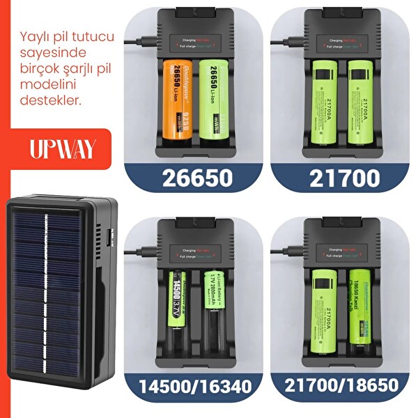 Upway Güneş Enerjili Çok Fonksiyonlu Pil Telefon Şarj Cihazı - Elektrikli ve Güneş Enerjili Şarj