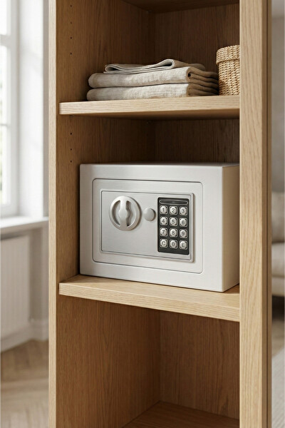 4Berry 17EIJ Dijital Şifreli Elektronik Metal Gövdeli Duvara Sabitlenebilir Güvenlik Kasası - Beyaz