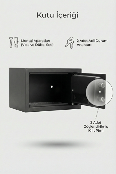 4Berry Ev ve Ofis İçin Parmak İzli Elektronik Kasa Şifreli Metal Kasa Type C Acil Açma Siyah