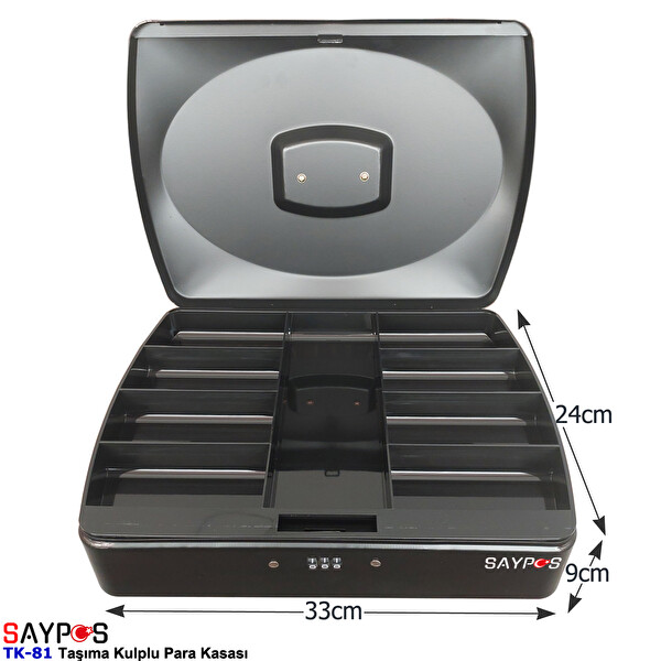 Saypos Şifreli Açılır Geniş A4 Kağıdı Saklama Hazneli Taşıma Kulplu Büyük Boy Metal Para Kasası 33x24x9 CM