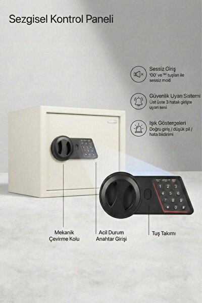4Berry 20ELB Duvar Ve Zemin Montajlı Acil Anahtarlı 9 L Elektronik Şifreli Çelik Kasa - Beyaz