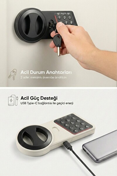 4Berry 20ELB Duvar Ve Zemin Montajlı Acil Anahtarlı 9 L Elektronik Şifreli Çelik Kasa - Beyaz