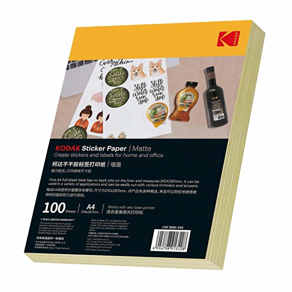 Kodak Mat Sticker Kağıdı - A4 100 Adet