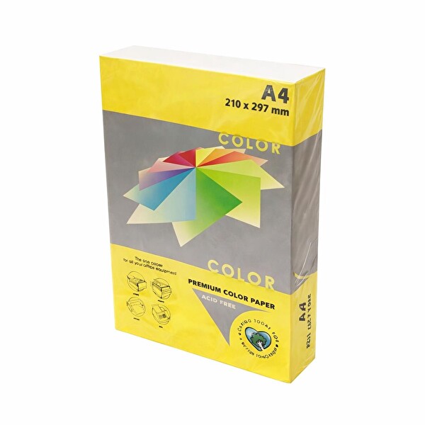 Elitstore A4 Renkli Fotokopi Kağıdı 80 GR 1 Paket 500 Yaprak - Limon Sarısı