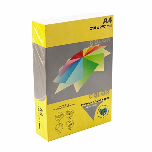 Elitstore A4 Renkli Fotokopi Kağıdı 80 GR 1 Paket 500 Yaprak - Limon Sarısı