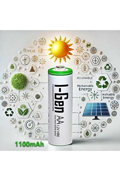 I-Gen Batteries B112 8 Adet AA 1100 Mah Şarj Edilebilir Kalem Pil 1.2V Ni-MH Şarjlı Pil Solar Aydınlatma Uyumlu