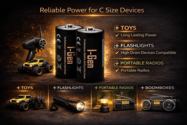 I-Gen Batteries LR14 Ultra Alkalin C Boy Pil 1.5V Orta Boy Pil 10'lu Paket