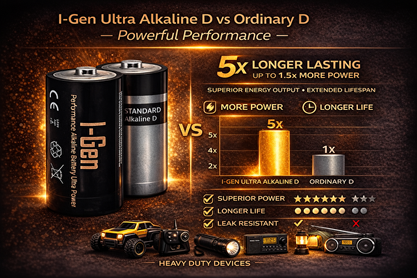 I-Gen Batteries LR20 Ultra Alkalin D Boy Pil 1.5V Büyük Boy Pil 10'lu Paket