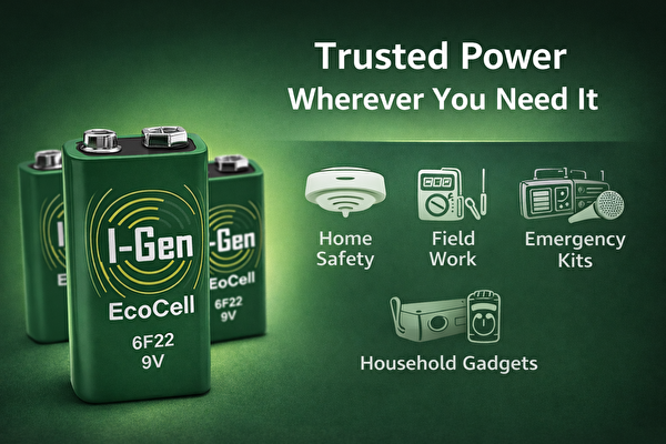 I-Gen Batteries 6F22 Ecocell 9V Pil 9 Volt Kare Pil 10'lu Paket